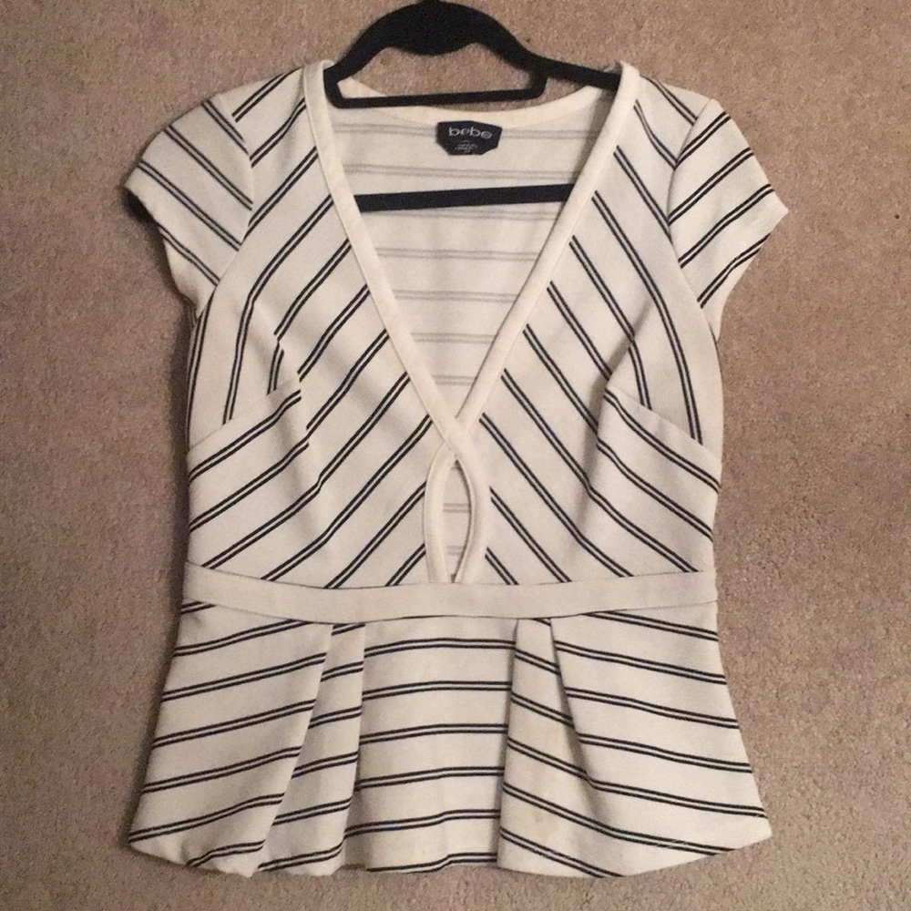 Bebe striped peplum top